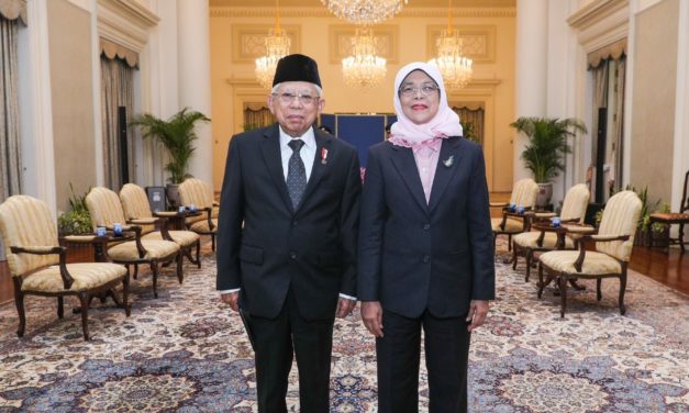 Indonesian VP, Ma’ruf Amin, makes Courtesy Call on Singapore President, Halimah Yacob