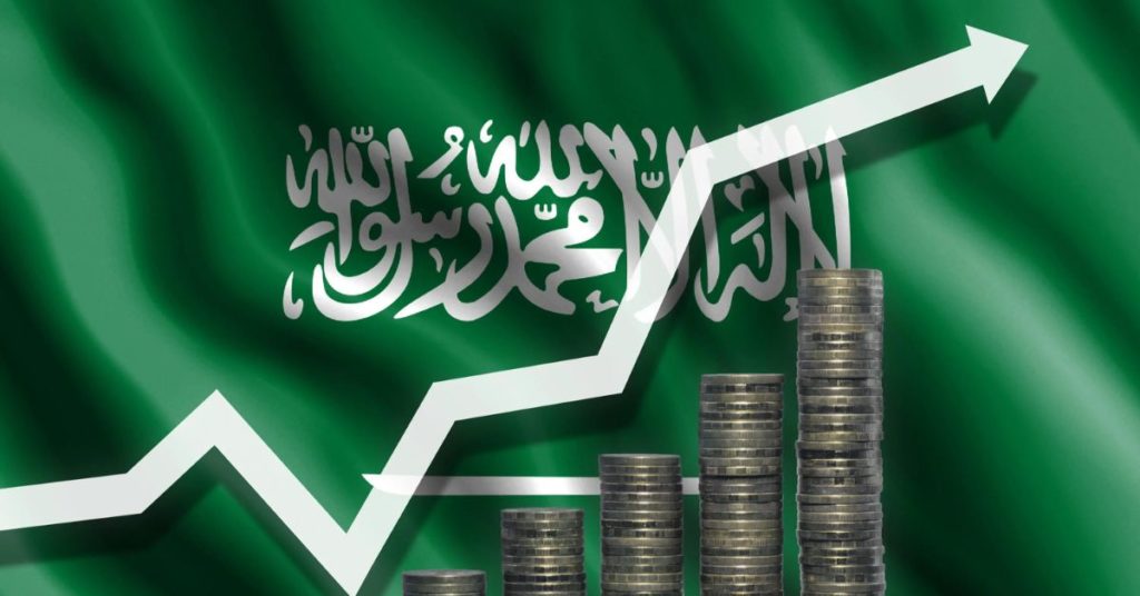 illustration of economy with Saudi Arabia flag as background