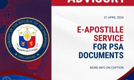 The Philippine Embassy in Singapore Now Accepts Electronic Apostille Certificates for Psa-issued documents