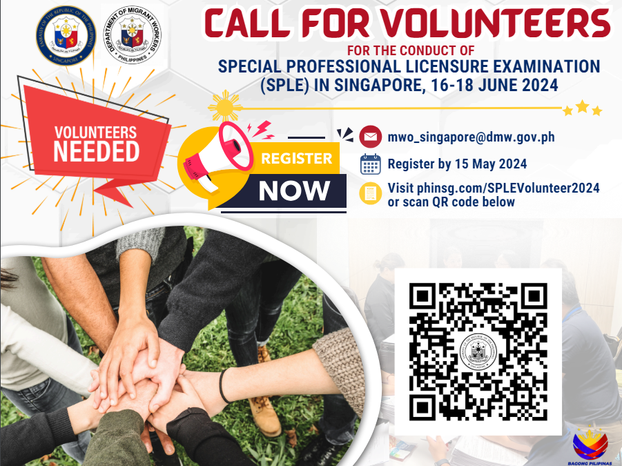 Migrant Workers Office-Singapore Calls for Volunteers to Support Special Licensure Examination
