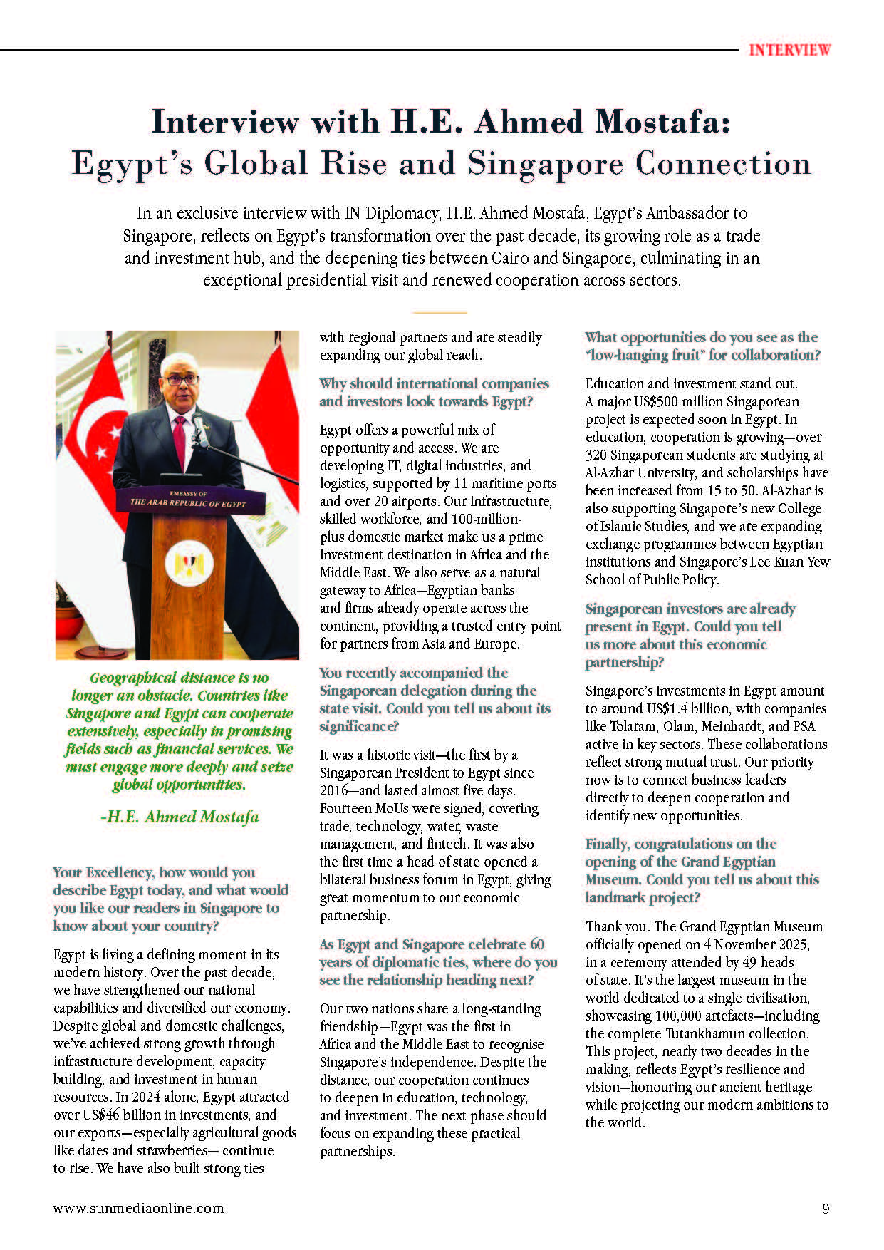 H.E. Ahmed Mostafa Interview