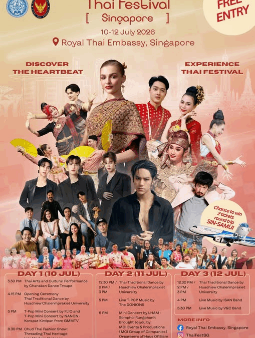 Thai Festival in Singapore 2026 to Showcase Culture, Cuisine and Creativity from 10–12 July